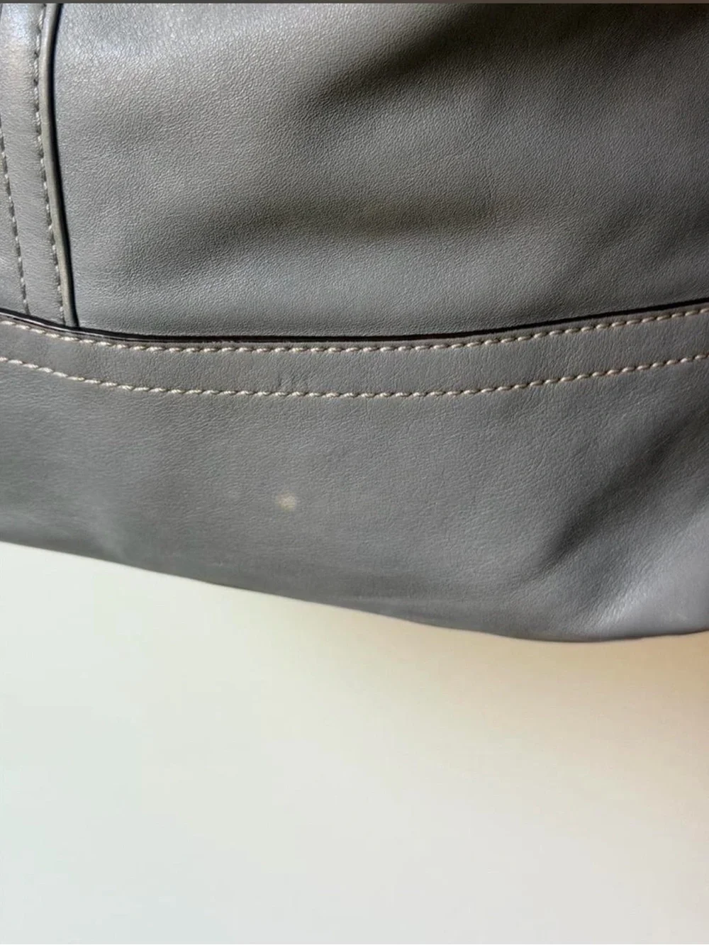 Coach Gray Leather Shoulder Hobo Bag
